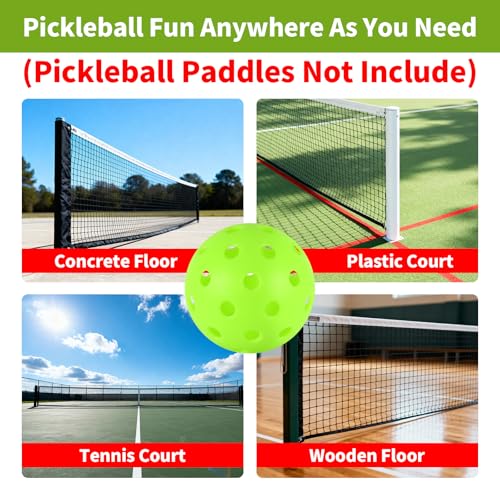 4/6/12/20/50/100 pcs Pickleball Balls,40 Hole Outdoor Pickleball Balls,8mm Precision Drilled-Spaced Pickle Ball Set-Profession Plastic Ball for Pickleballs Paddles and Indoor Floor Sport Court