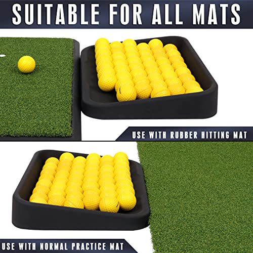 CHAMPKEY Heavy Duty Rubber Golf Ball Tray with 16 Foam Golf Balls | Excellent Durability and Stability for Indoor and Outdoor Training