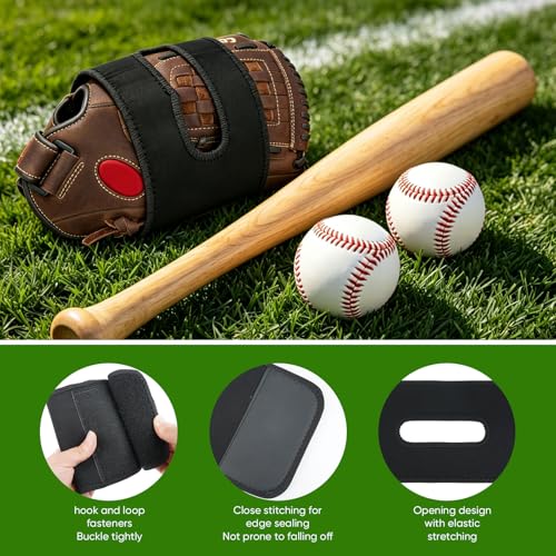 Glove Wrap Compatible with Rawlings, Baseball Glove Wrap Band with Velcro, Adjustable Baseball Glove Wrist Tightener, Elastic Strap for Pocket Shape, Fits Players of All Ages