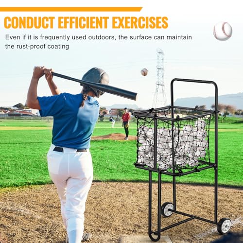 Vercraft Sports Baseball Cart with Wheels Large Softball Caddy Ball Holder Holds up 300 Baseballs or 150 Softballs