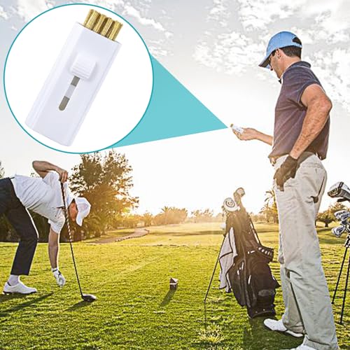 PAGOW 2 Pack Retractable Golf Club Cleaner Brush, Portable Double-Sided Golf Club Brush Groove Cleaner-Multicolor - color: White