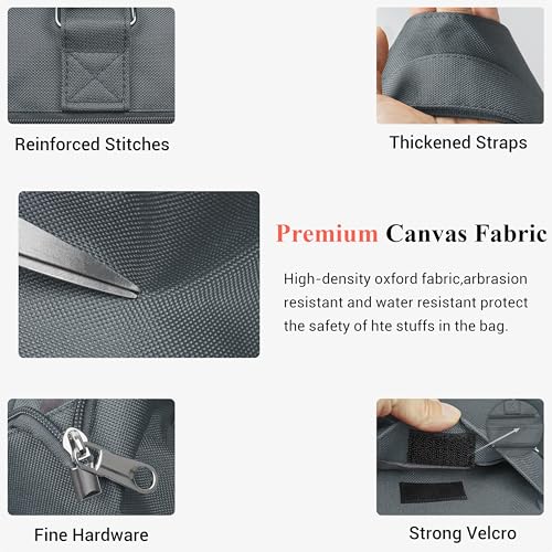 VOLGANIK ROCK Canvas Tote Bag Waterproof Nylon Multi Pocket Shoulder Bags Laptop Work Bag Teacher Purse Handbag for Women Men - color: Grey