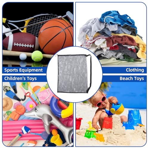 cobee 6Pcs Extra Large Mesh Ball Bag, 40" x 30" Drawstring Basketball Ball Bag Sports Equipment Storage Bags with Adjustable Shoulder Strap for Coaches Volleyball Football Swimming Gears Team