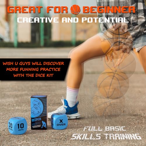 Basketball Dribble Skills Dice Set - Training Equipment - Basketball Gift for Boys.Dribble Skills Training for Beginner and Party Favors - color: Blue