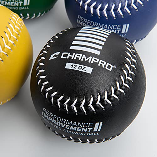 Champro Training Softballs, Set of 4 (Green/Yellow/Black/Blue, 12-Inch)