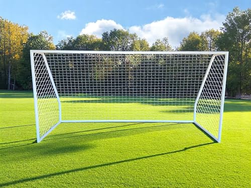 PASS Premier� 12 X 6 Ft. Youth Size Steel Soccer Goal. 2"" Diameter Strongest Steel Frame w/Durable 4mm Net, Ground Stakes, Elastic Clasp & Re-Usable Ties. 12x6 Ft. Practice Aid.