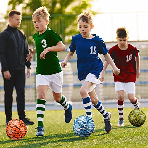 HyDren 4 Pcs Soccer Ball with Pump Official Size 4/5 Deflated Soccer Balls Bulk for Outdoor Indoor Practice Training Sport Gift for Kid Teen Youth Adult Back to School - size: Size 4, style: Camouflage