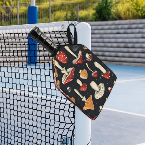Pickleball Paddle Cover with Pockets and Handle Strap, Racket Sleeve and Ball Holder Organizer, 1 Pcs - color: red