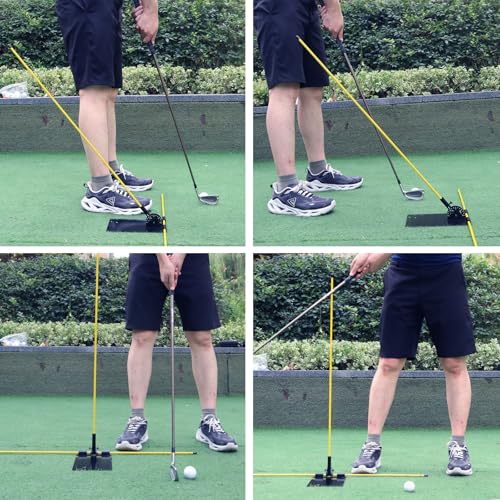 Amy Sport Golf Practice Plate with 180° Adjustable Guide, Durable Metal Plane Trainer Aid for Aiming Putting Swing & Golf Teaching, Stable Training Aid Alignment Stick Base for All Levels