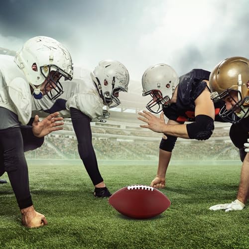 Syhood 12 Pack Composite Leather Footballs Official Size Footballs Bulk Leather Inflatable Football with Pump Regulation Highschool College Football for Training and Recreational Play - color: Brown, size: Size 9