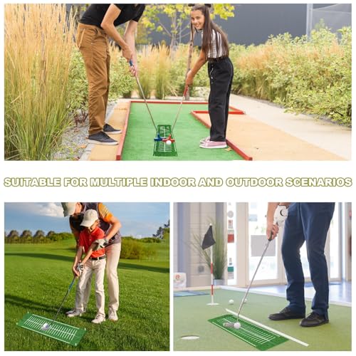 Silipull Golf Putting Mats Practice Indoor 30 x 8.27 Inch Golf Putting Practice Training Aid Alignment Track Green Mat Exercise Putter Training Supplies - color: Green