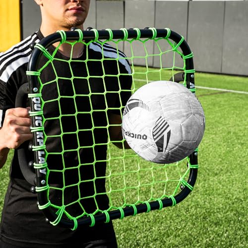 QUICKPLAY Handheld Soccer Rebounder | Elastic Connected Net for Fast, Unpredictable Rebounds | Ideal for Goalkeeper, Volley & Passing Drills and Heading Practise
