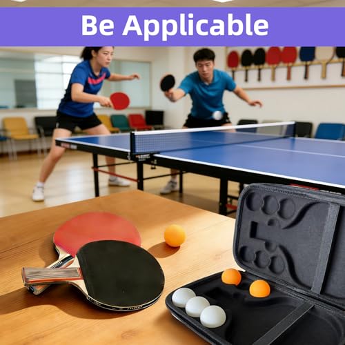 Table Tennis Paddle Case with 6 Table Tennis, Case Fits for 2 Paddles and 6 Balls, Cyber Shape Hard Cover Large Capacity Container Bag, Waterproof and shockproof