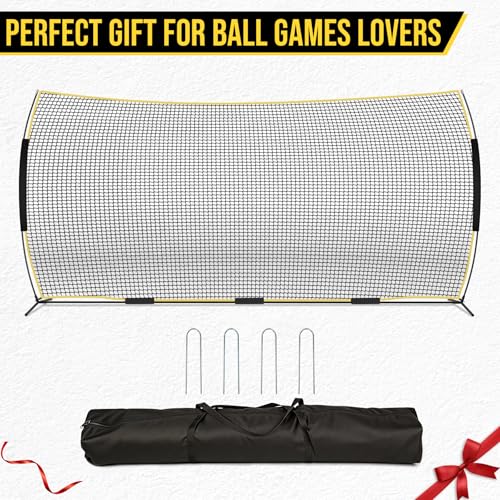 Barricade Backstop Net, 12x9 ft/ 16x10 ft/ 20x10 ft Ball Stop Netting with Carry Bag & Ground Stakes, Quick Setup, Portable, Perfect for Lacrosse, Baseball, Basketball, Soccer - size: 20x10 ft
