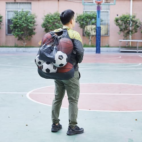 2 Pack Heavy Duty Soccer Ball Bag,Volleyball Ball Bag with Adjustable Strap,soccer Ball Bags for Coaches, Mesh Ball Bag for Holding Basketball, Volleyball, Baseball, Swimming Gear - color: Black-S