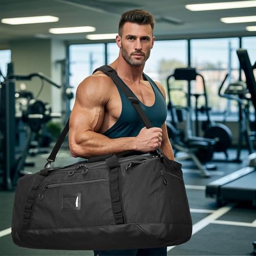 100L Extra Large Travel Duffle Bag Backpack for Men, 3 in 1 Sports Duffel Bags W/Adjustable Shoulder Strap & Dividers Gym Equipment/Gear Weekend Overnight Bag for Trip Camping Hiking, XL Black - color: Black