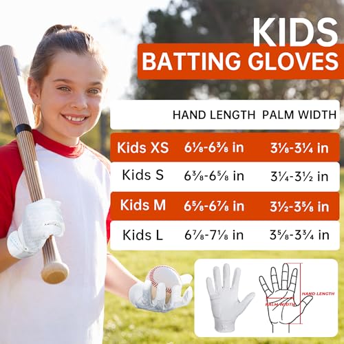 HANDLANDY Baseball Batting Gloves for Adult Youth, Grip Breathable Softball Batting Gloves Fit Men Kids Boys Girls - color: Pearl White-Kids, size: Kids Large