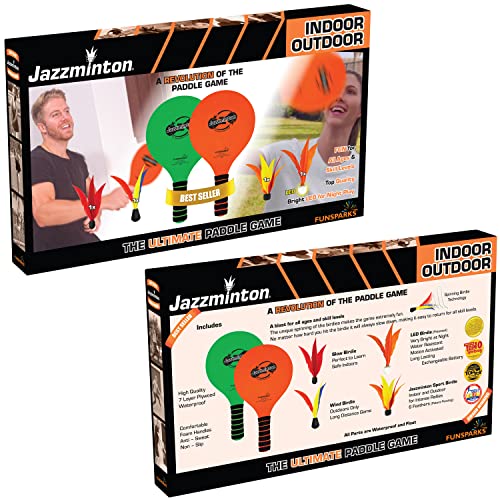 Jazzminton Variety Paddle Ball Game - Racquetball Set Wooden Beach Racket Games for Kids and Adults
