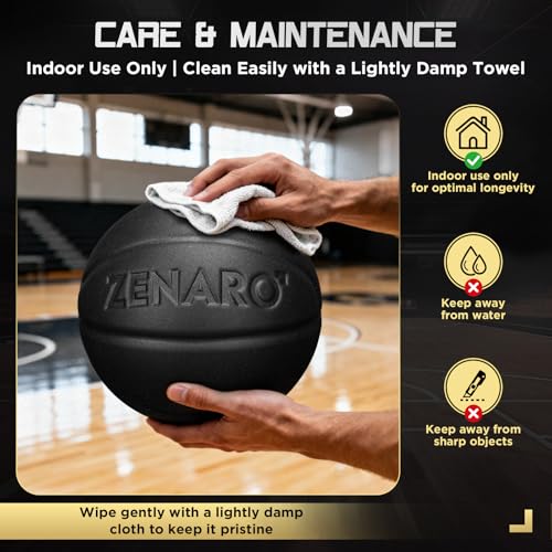 Zenaro Ultra Premium Silent Basketball - Size 7 (29.5”), Non-Compressed, 3D Sculpted Groove for True Bounce & Control, Real Game-Weight Indoor Basketball, Durable Airless Foam, Premium Gift Box