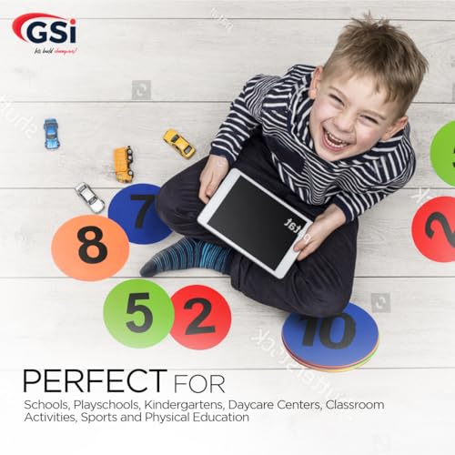 GSi Spot Markers โ Non-Slip Non-Toxic Poly Spots โ Floor Markers for PE, Sports & Classroom Activities - size: 6.โ โ Number