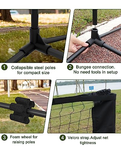 NQV Pickleball Set with Net-10FT Half Court Size Pickleball Net+Wood Pickleball Paddles+Pickle Balls+Ball Retrievers+Pickleball Court Marking Kit, Portable Driveway Outdoor Indoor for Beginners Pros - style: 4-player set