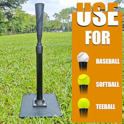 LOMGWAYS Baseball/Softball Batting Tee-Height Adjustable Premium Portable Baseball Tee with Removable Rubber Top and Heavy-Duty Base for All Ages - style: Black 25"-47"