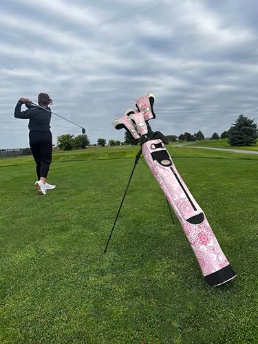 Taboo Fashion Sunday Golf Bags for Women - Lightweight Golf Range Bag with Self Flexing Stand and Shoulder Strap for Driving Range, Par 3 or Executive Course - color: Pink Mandala
