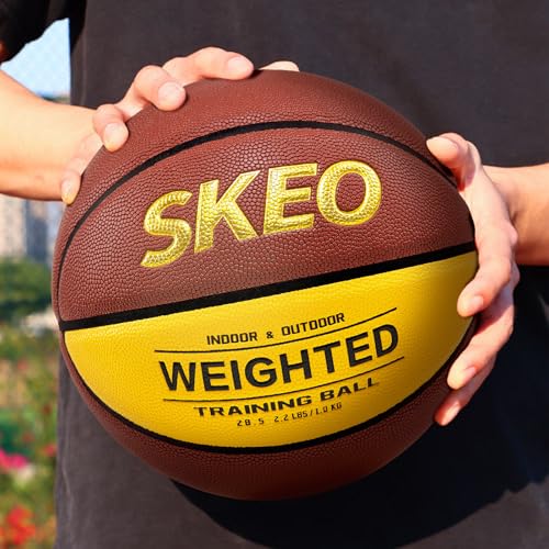 SKEO Weighted Basketball, 2.2/3/3.3LBS 28.5"/29.5" Trainer Heavy Basketballs Made of Composite, Indoor Outdoor Training Ball for Improving Handling Dribbling Rebounding - size: Size 6 Women & Youth -2.2LBS/1KG
