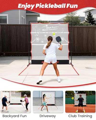 Pickleball Rebounder Practice Net: 6FT Strong Metal Frame Pickleball Trainer Net, Portable for Outdoor Driveway Backyard and Indoor Garage Training Rebounder for Dink Volley Tennis