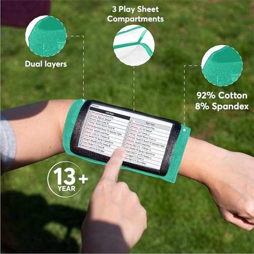 Football Play Wristbands | Sports Playbook Band | Youth Quarterback Gear | Wristband Playbook | Softball Wristbands for Signs - color: Green