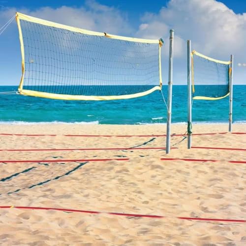 Volleyball Court Cords - Volleyyball Boundarry Webbing | Beach Volleyballl Lines for Heavy Duty Adjustable Sand Courrt Marking Kit | Outdoor Sports