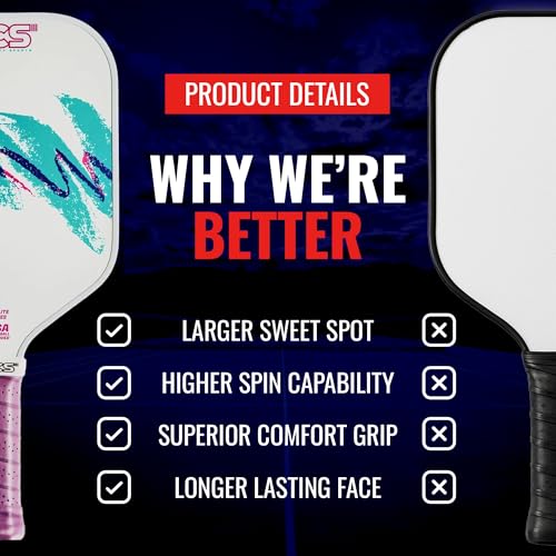 SCS Carbon Fiber Pickleball Paddle – USAPA Approved 2024 – Lightweight, Enhanced Spin, Sure-Grip Handle – Evo-Lite Series for Intermediate Players - color: Nostalgia