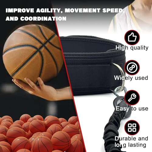 5-Pack Zone Defense Resistance Band Kit, Basketball & Volleyball Agility Training Belt Kit – Resistance Band Speed & Coordination Trainer with Adjustable Waist Strap, Black