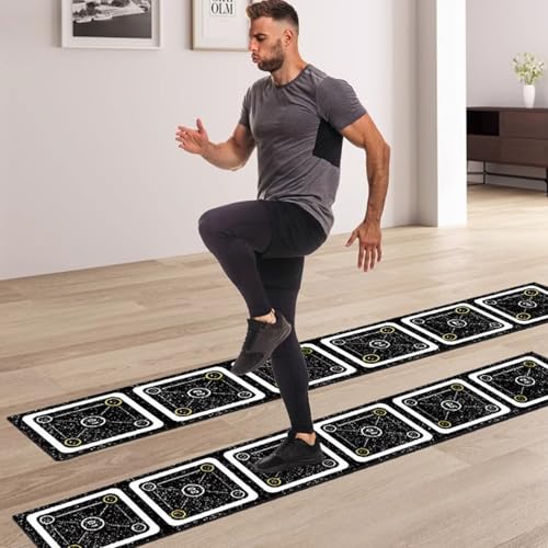 Rubber Agility Ladder Non-Slip Speed Agility Training Ladder Pad for Soccer Football Footwork, Workout Ladder for Soccer Football Tennis Boxing Training, Agility Training Equipment - size: 15 ft