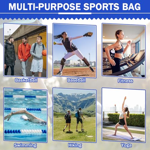 KAEGREEL Drawstring Soccer Bag Basketball Backpack for Kids Teens, Foldable Sports Bags Detachable Ball Mesh Bag for Gym Yoga Football Baseball - color: Blue