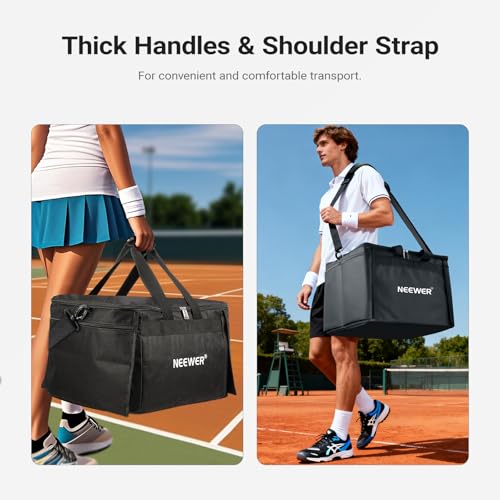 NEEWER Tennis Ball Hopper, Pickleball Retriever Collector Basket Cart Holder Tennis Court Equipment Accessory for Training Teaching - style: Tb03b Bag