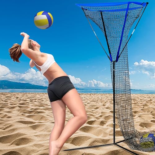 Volleyball Setter Trainer Net,Volleyball Training Equipment Adjustable Angle, Ideal for Serving, Spiking, Setting, Suitable for Both Indoor and Outdoor Training Sessions