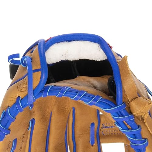 SHOELESS JOE 11 1/2" H-Web - Double Play Series Steer Hide Leather Baseball Glove for Infield Youth & Adult Ballplayers - Right/Left Hand Throw Options - color: Brown Glove w/Royal Blue Trim