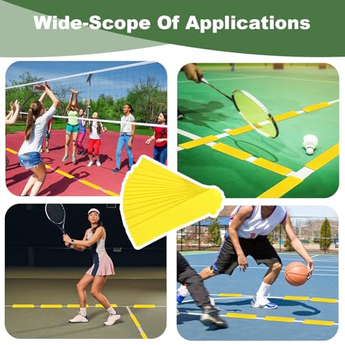 24 Pcs Court Line Marker Kit, Yellow Boundaries Markers Lines Set, Pickleball Court Lines Kit for Tennis Basketball Volleyball Badminton Pickleball Net Courts Outdoor or Indoor Training