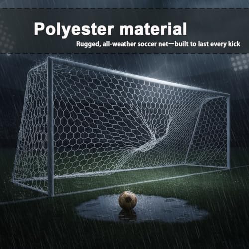 2 Pcs Soccer Replacement Goal Nets, 24x8FT, 20x6.5Ft, 10x6.5FT Polyethylene Polyester Football Net, Full Size Heavy Duty Soccer Net Set, NOT Include Posts - color: White-DL, size: 20Ft x 6.5Ft