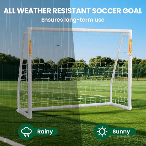 NAIZEA Soccer Goal - 12x6/10x6/8x6/6x4FT Soccer Goals for Backyard, Portable & Weatherproof HPVC Soccers Goal w/Soccer Net Durable Post for Adults & Youth Outdoor's Practice Training