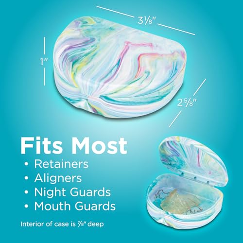 Practicon Marble Retainer Cases, Orthodontic Aligner Case, Mouth Guard Holder (3 Pack) Pink Mermaid - color: Pink Mermaid