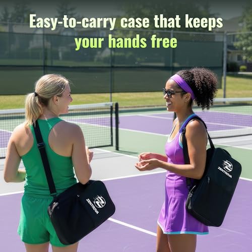 Zentrova Pickleball Paddles Set of 2, Fiberglass Surface w/PP Honeycomb Core Pickleball Rackets, Lightweight Pickle Ball Paddle w/4 Balls, 2 Overgrips, 2 Wristbands & Carry Bag – for Men & Women