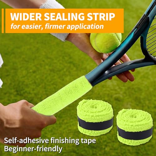 2 Pcs Tennis Racket Grip Tape, Towel Tennis Overgrip Tape, Anti-Slip Absorbent Grip, Racket Overgrip Tape,9 Colors - color: Fluorescent Yellow