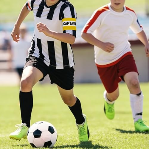 18 Pack Captain Armbands for Soccer, Football & Rugby, Adjustable Hook-and-Loop Captain Bands, 6 Colors (3 Each), Referee Visible, Washable, Fits Older Teens & Adults, 10-12 in Biceps