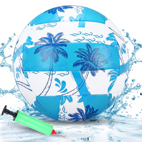 Jenaai 8.5 Inch Waterproof Water Volleyball for Pool with Pump All-Purpose Soft PU Beach Volleyball for Adults Swimming Pool Summer Game Accessories Outdoor and Indoor