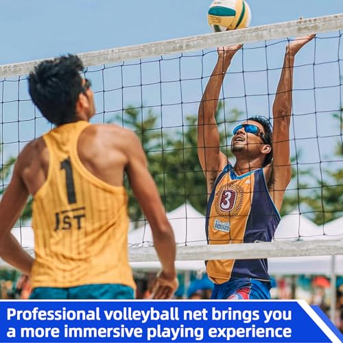 Professional Heavy Duty Volleyball Net - RAINFLOW Outdoor Volleyball Nets with Aircraft Steel Cable, 32x3ft Volley Ball Net for Backyard,Pool,Beach, Badminton/Pro Volleyballnets Set(Net Only)