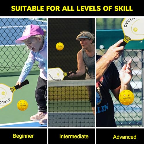 cyclotron 6-Pack Premium Pickleball Balls - USAP Approved, 40 Holes Outdoor/Indoor Pickle Balls with Bag, Perfectly Balanced, High Bounce True Flight, Pickle Ball for Tournament Play - color: yellow