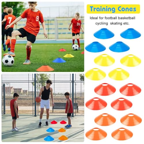 Soccer Speed Agility Training Set - 20FT Agility Ladder 12/16 Sports Cones and Soccer Kick Trainer Football Training Equipment Footwork Drills for Youth and Adults - color: Yellow, style: Agility Ladder+Cones