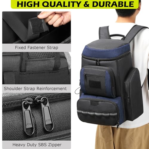 HAMBOLY Pickleball Bag for Men & Women, Large Pickleball Backpack with Shoes Compartment and Cooler, Fence Hook Design - color: Dark Grey + Blue